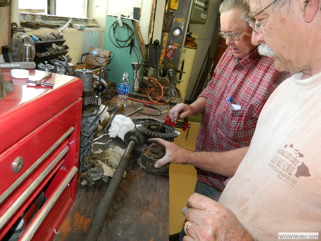 Tom and Larry examining Tom's differential parts