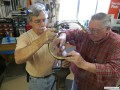 Tom peening the copper rivets