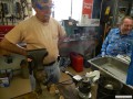 Larry melting babbitt from a main bearing cap