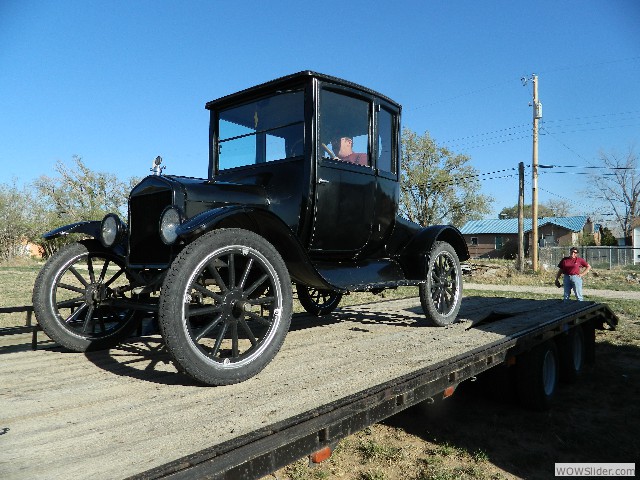 Mike unloading his mother's (Betty) 1921 Model T coupe