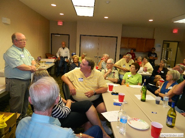 Karl Terry, Executive Director of Roosevelt County Chamber of Commerce welcoming the Tin Lizzies